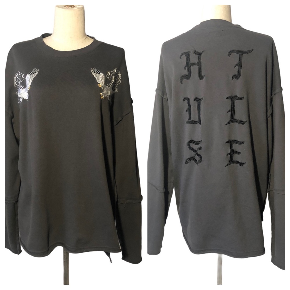 Carbon L grey embroidered long sleeve sweatshirt